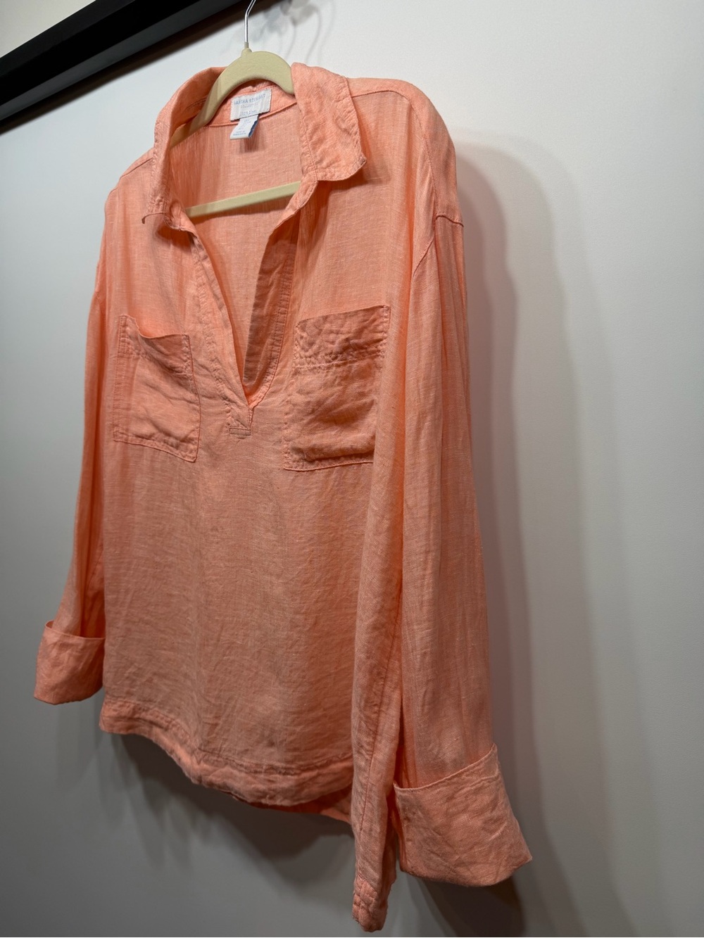 Martha Stewart Coral Peach Button-Down Shirt Size L - Picture 4 of 12